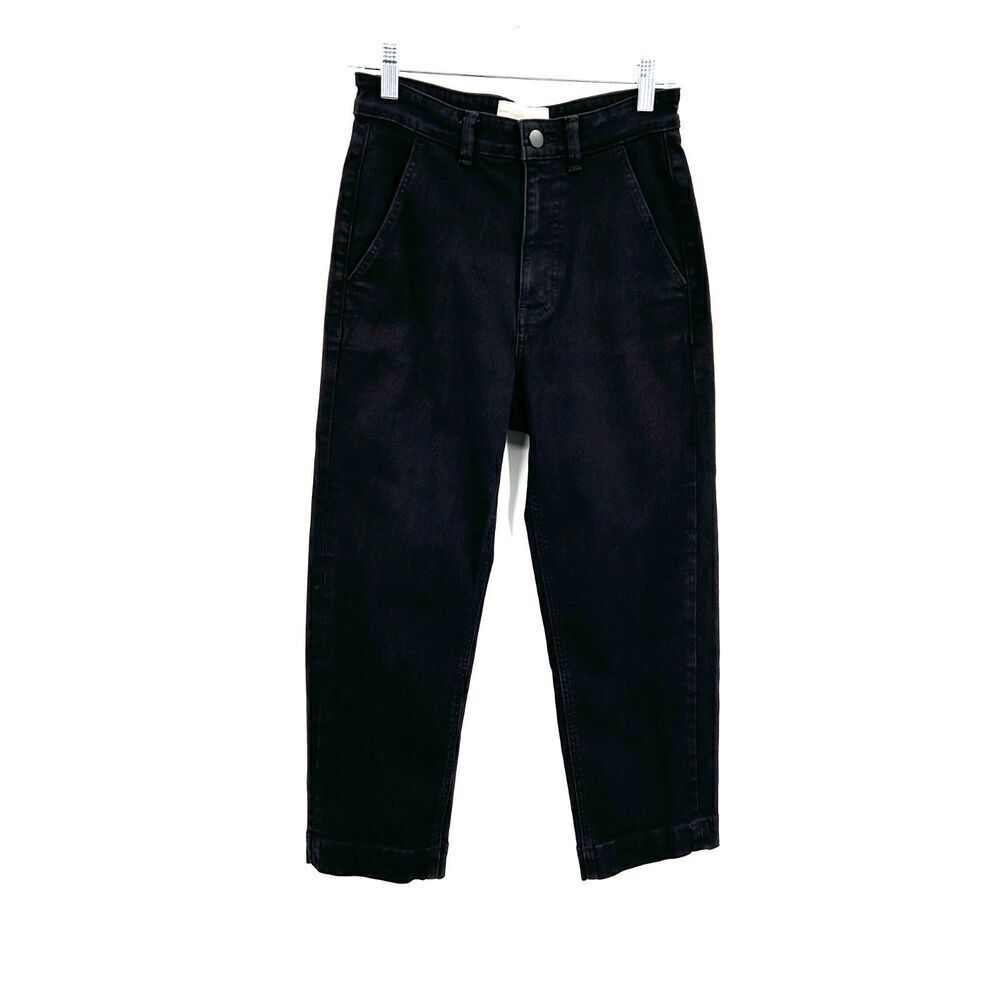 EVERLANE Black Wash High Rise Straight Leg Crop Denim Jeans Size 4 Short
